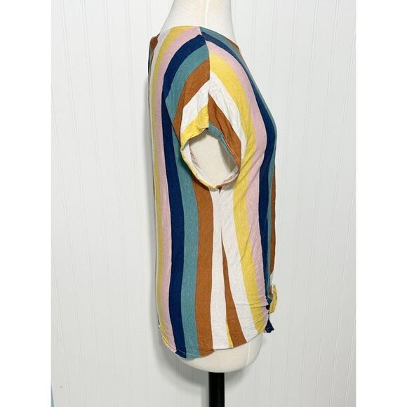 Anthropologie W5 Womens Stripe Short Sleeve Tie Front Top Multi-Color Size Large - Picture 6 of 9